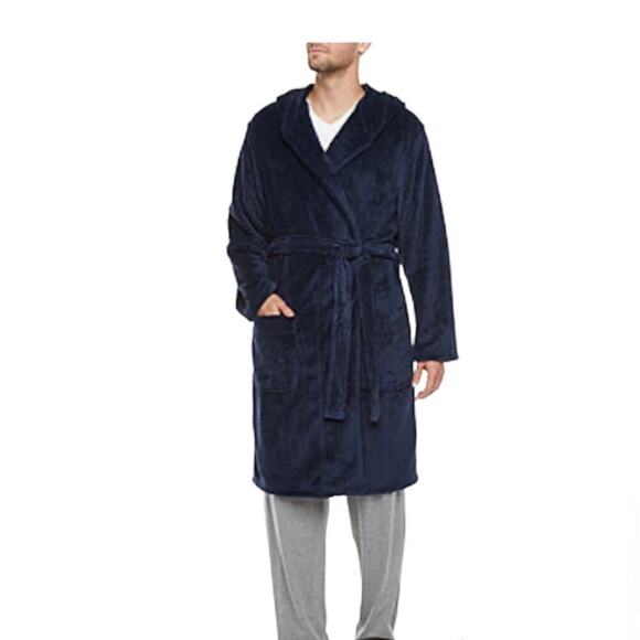 Stafford Men’s OSFM robe NWT plush robe navy casual sleepwear - Picture 1 of 7